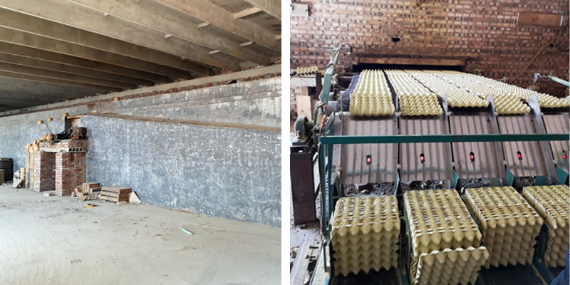 egg tray drying system - brick laid drying line